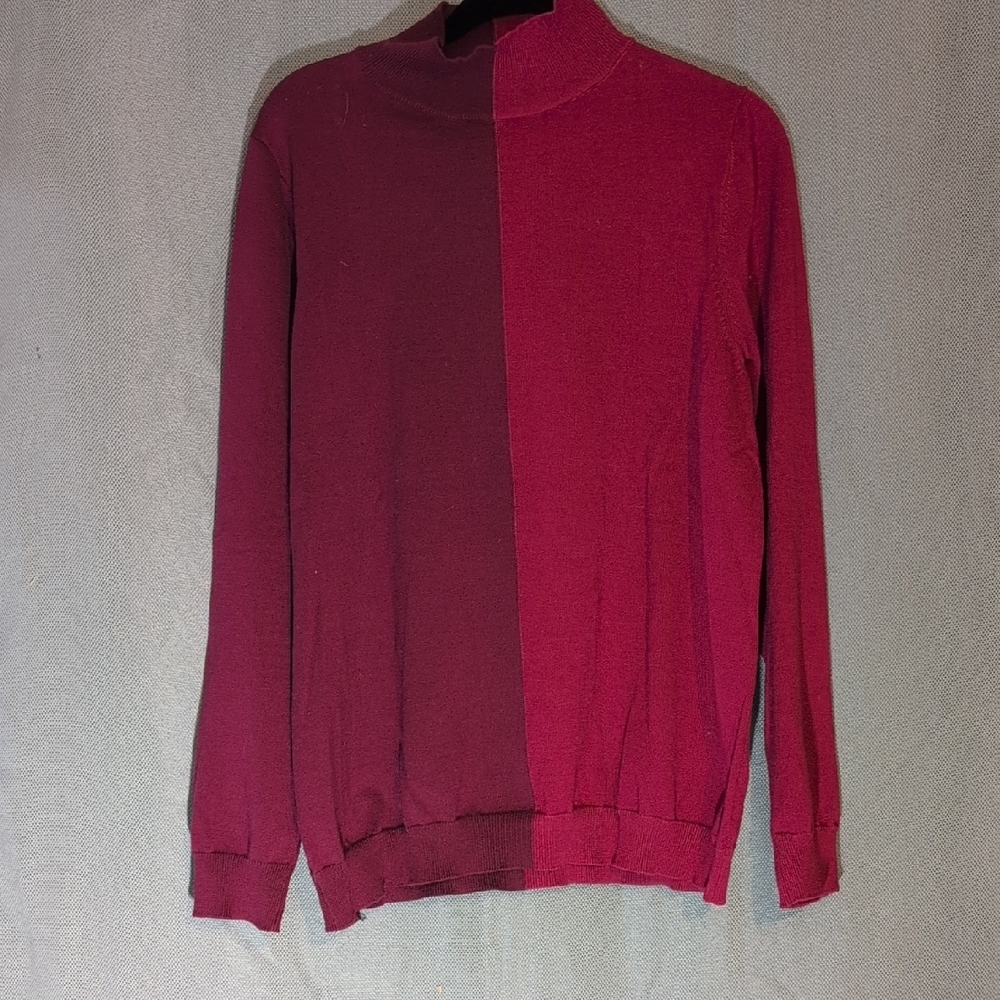 Eloquii Burgundy and Maroon Crew Neck Sweater